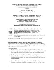 Thursday, March 17, 2011 Public Teleconference Meeting - Final Agenda