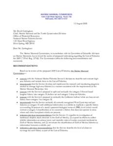 MARINE MAMMAL COMMISSION 4340 East-West Highway, Room 700 Bethesda, MD[removed]August 2008 Mr. David Cottingham