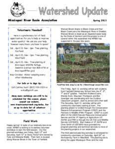 Missisquoi River Basin Association  Spring 2013 ______________________________________________________________________  Volunteers Needed!