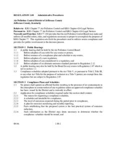 REGULATION[removed]Administrative Procedures Air Pollution Control District of Jefferson County Jefferson County, Kentucky