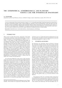 The Astronomical, Astrobiological and Planetary Science Case JBIS,for Vol. Interstellar 62, , Spaceflight