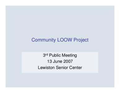 THE  COMMUNITY LOOW PROJECT