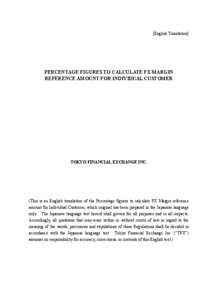 [English Translation]  PERCENTAGE FIGURES TO CALCULATE FX MARGIN REFERENCE AMOUNT FOR INDIVIDUAL CUSTOMER  TOKYO FINANCIAL EXCHANGE INC.