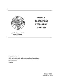 OREGON CORRECTIONS POPULATION FORECAST John A. Kitzhaber, M.D.