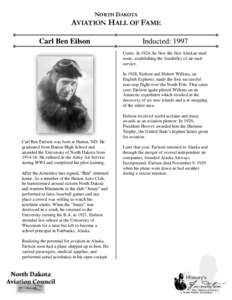NORTH DAKOTA  AVIATION HALL OF FAME Carl Ben Eilson  Inducted: 1997