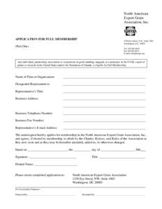 North American Export Grain Association, Inc. APPLICATION FOR FULL MEMBERSHIP (Part One)