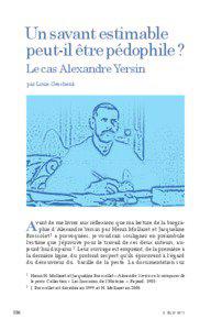 Un savant estimable peut-il être pédophile? Le cas Alexandre Yersin