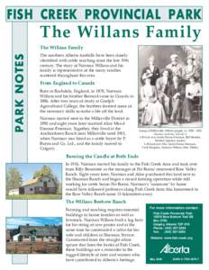 FISH CREEK PROVINCIAL PARK  The Willans Family PARK NOTES