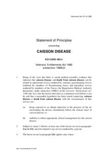 Instrument No.147 of[removed]Statement of Principles concerning  CAISSON DISEASE
