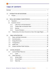 TABLE OF CONTENTS Summary 1.0 INTRODUCTION AND BACKGROUND.................................................... 3 1.1