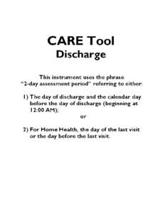 The Development of the Continuity Assessment Record and Evaluation (CARE) Tool - Discharge