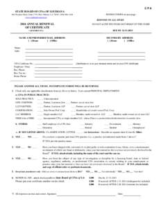 CPA STATE BOARD OF CPAs OF LOUISIANA - INSTRUCTIONS on next page[removed]Poydras Street, Suite 1770, New Orleans, LA[removed]1244 www.cpaboard.state.la.us