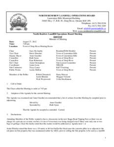 NORTH RENFREW LANDFILL OPERATIONS BOARD AGENDA