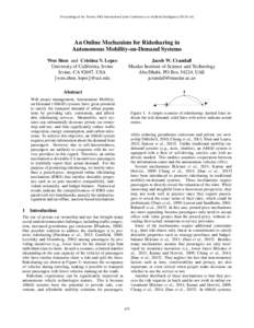 An Online Mechanism for Ridesharing in Autonomous Mobility-on-Demand Systems