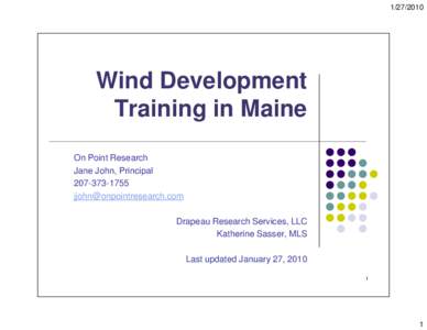 [removed]Wind Development Training in Maine On Point Research Jane John, Principal