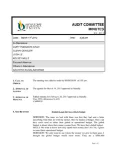 AUDIT COMMITTEE MINUTES 2012 – 2013 # Date: