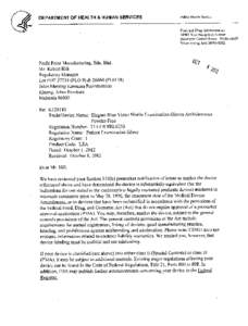 DEPARTMENT OF HEALTH & HUMAN SERVICES  Public Health Service Food and Drug Administration[removed]New Hampshire Avenue Document Control Room -W066-G609