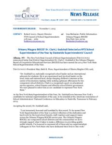 NEW YORK STATE COUNCIL OF SCHOOL SUPERINTENDENTS  NEWS RELEASE 7 ELK STREET ♦ ALBANY, NYFOR IMMEDIATE RELEASE: