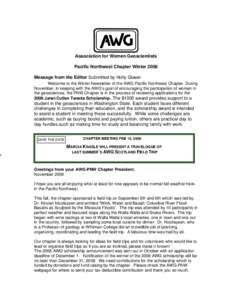 Association for Women Geoscientists / AWG / Whitman College / Walla Walla /  Washington