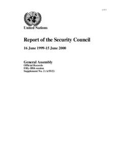 A[removed]United Nations Report of the Security Council 16 June[removed]June 2000