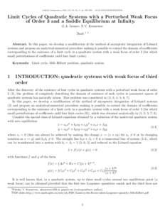 Limit Cycles of Quadratic Systems with a Perturbed Weak Focus of Third Order and Saddle Equilibrium at Infinity