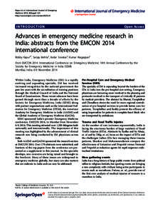 Kapur et al. International Journal of Emergency Medicine 2015, 8(Suppl 1):I1 http://www.intjem.com/content/8/S1/I1 INTRODUCTION