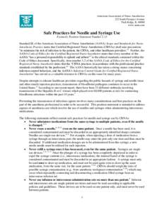 Medical equipment / Dosage forms / Routes of administration / Drug paraphernalia / Syringe / Nurse anesthetist / American Association of Nurse Anesthetists / Injection / Blood-borne disease / Medicine / Health / Anesthesia