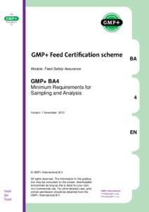 BA Module: Feed Safety Assurance GMP+ BA4 Minimum Requirements for Sampling and Analysis