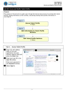 LearningLink User Job Aid Access and Modify Talent Profile Job Aid: Access and Modify Talent Profile Purpose