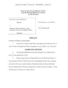 Case 1:14-cv[removed]Document 1 Filed[removed]Page 1 of 7  IN THE UNITED STATES DISTRICT COURT FOR THE WESTERN DISTRICT OF TEXAS AUSTIN DIVISION