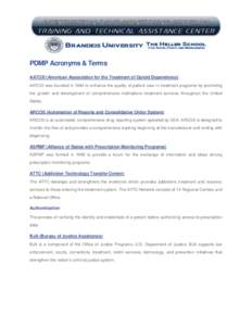 Clinical pharmacology / Pharmacology / Drug policy of the United States / Center for Substance Abuse Treatment / United States Department of Health and Human Services / Substance Abuse and Mental Health Services Administration / Drug Abuse Warning Network / Bureau of Justice Assistance / Medical prescription / Government / Health / Public health