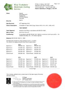 Page 1 of 2 PO Box 5, Morley, LS27 0QP Nepshaw Lane South, Morley, Leeds TelFaxHead of Laboratory G. Briggs C. Text ATI