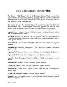 Fires in the Oakland - Berkeley Hills The October 1991 