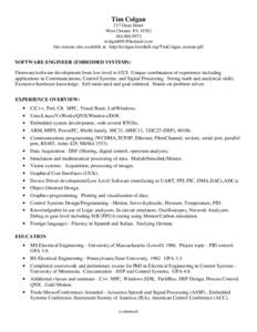 Microsoft Word - TimColgan_resume.doc