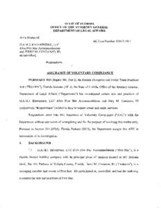 STATE OF FLORIDA OFFICE OF THE ATTORNEY GENERAL DEPARTMENT OF LEGAL AFFAIRS In the Matter of: AG Case Number: L14[removed]