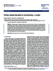 Manufacturing Rev. 2014, 1, 23  C. Wang et al., Published by EDP Sciences, 2015 DOI: mfreviewAvailable online at: http://mfr.edp-open.org