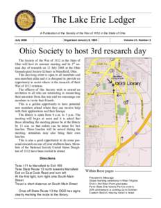 The Lake Erie Ledger A Publication of the Society of the War of 1812 in the State of Ohio July 2008 Organized January 8, 1895