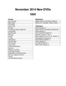 November 2014 New DVDs Adult Fiction Nonfiction