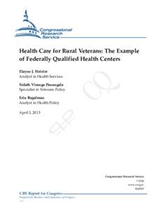 Health Care for Rural Veterans: The Example of Federally Qualified Health Centers