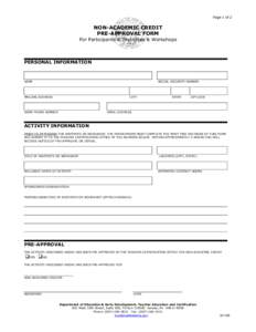 Page 1 of 2  NON-ACADEMIC CREDIT PRE-APPROVAL FORM  For Participants in Institutes & Workshops