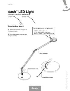 Page 1 of 2  dash™ LED Light Installation InstructionsRev B  LDASHF