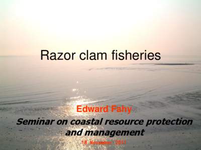 Razor clam fisheries  Edward Fahy Seminar on coastal resource protection and management