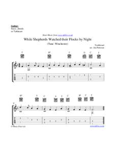 Guitar: Stave, chords or Tablature Sheet Music from www.mfiles.co.uk  While Shepherds Watched their Flocks by Night
