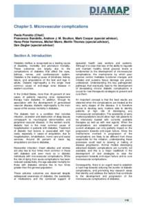 Chapter 5. Microvascular complications Paola Fioretto (Chair) Francesco Bandello, Andrew J. M. Boulton, Mark Cooper (special advisor), Hans-Peter Hammes, Michel Marre, Merlin Thomas (special advisor), Dan Ziegler (specia