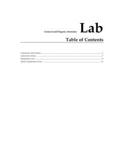 General and Organic chemistry  Lab Table of Contents Laboratory Information ................................................................................................................................ 1