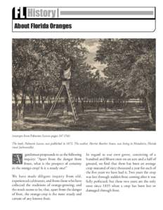 FL History  Early 1800s About Florida Oranges