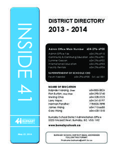 DISTRICT DIRECTORY[removed]Admin Office Main Number[removed]