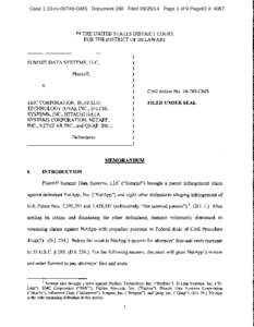 Case 1:10-cv[removed]GMS Document 260 Filed[removed]Page 1 of 9 PageID #: 4087  IN THE UNITED STATES DISTRICT COURT FOR THE DISTRICT OF DELAWARE  )