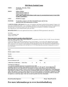 Microsoft Word[removed]Bowie Football Camp Application.doc