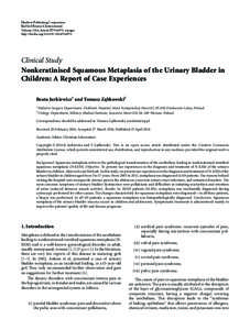 Nonkeratinised Squamous Metaplasia of the Urinary Bladder in Children: A Report of Case Experiences